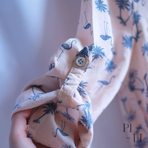 Button down shirt flamingos pattern 100% cotton - Picture 3 of 7